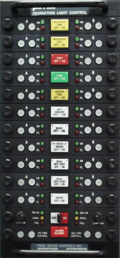 Navigation on Type 8012 Navigation Light Control Panel